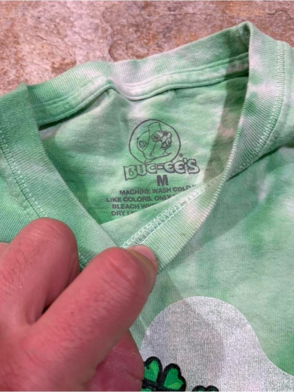 Green Tie-Dye Short Sleeve Tee with Leprechaun Graphic - Picture 4 of 4